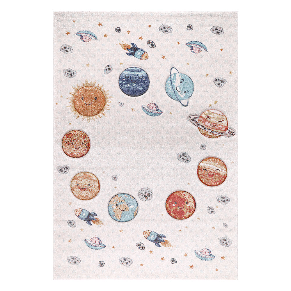 Funny Collection Solar System Cream Blue Area Rug 2 therugsoutlet.ca