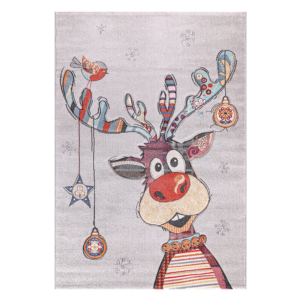 Funny Collection Reindeer Cream Grey Area Rug 2 therugsoutlet.ca