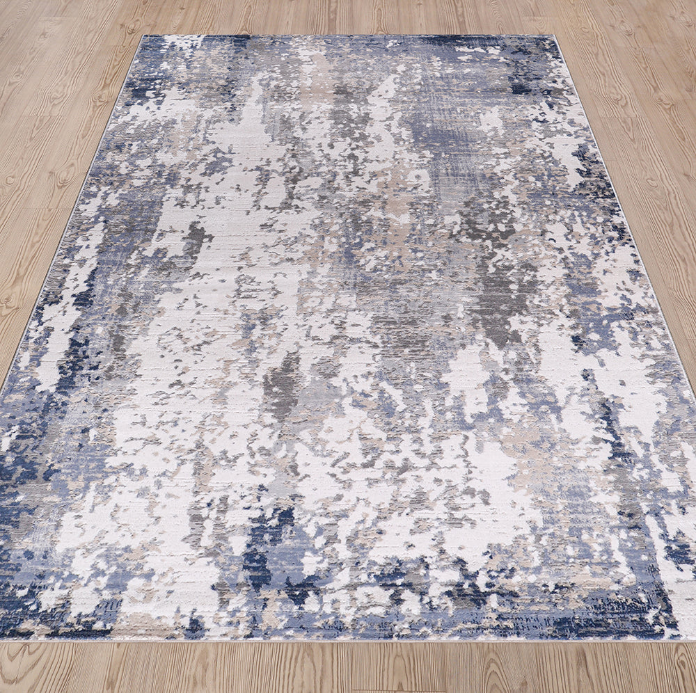Lulu Modern Abstract Silver Blue Rug 3 The Rugs Outlet