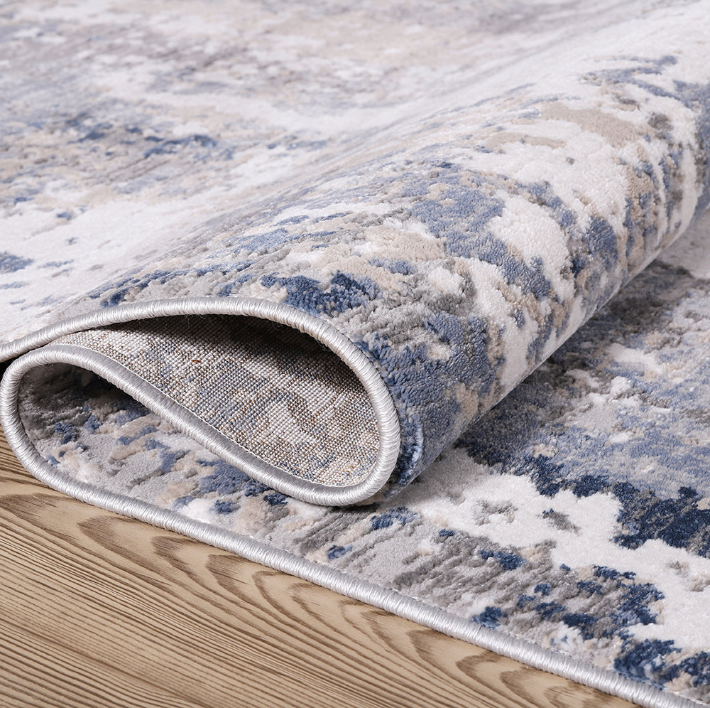 Lulu Modern Abstract Silver Blue Rug 6 The Rugs Outlet