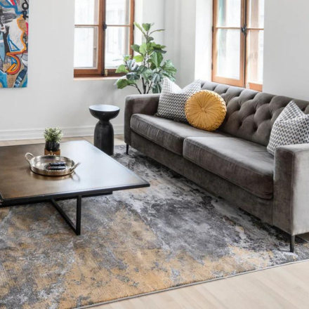 Elegant and cozy rugs enhancing a modern living room decor.