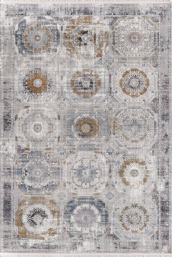 Kalipso Medallion Geometric Rug Grey 5 therugsoutlet.ca