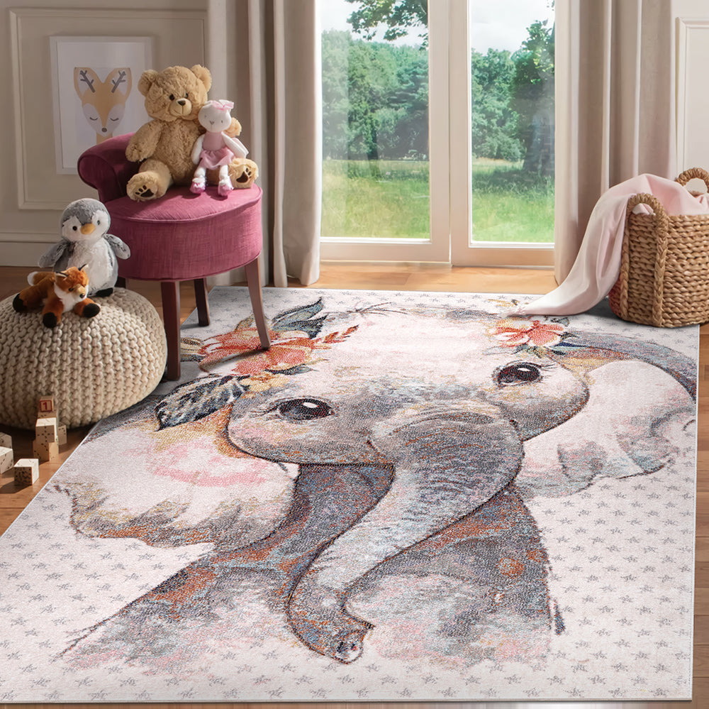 Funny Collection Elephant Sand Cream Area Rug 1 therugsoutlet.ca