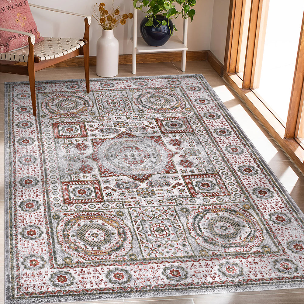 Lulu Traditional Grey Rose Rug 1 The Rugs Outlet