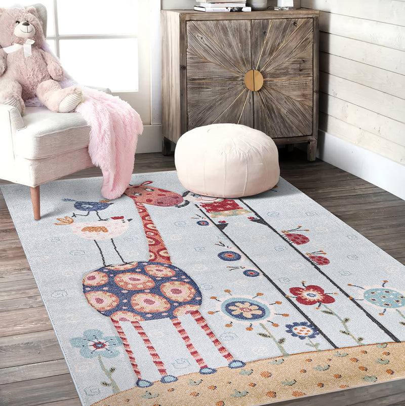 Funny Collection Giraffe Blue Navy Area Rug 1 therugsoutlet.ca