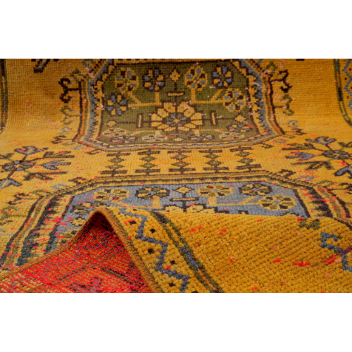 Turkish Vintage Hand-Knotted Gold Wool 93 x 344 cm (3'1" x 11'3")