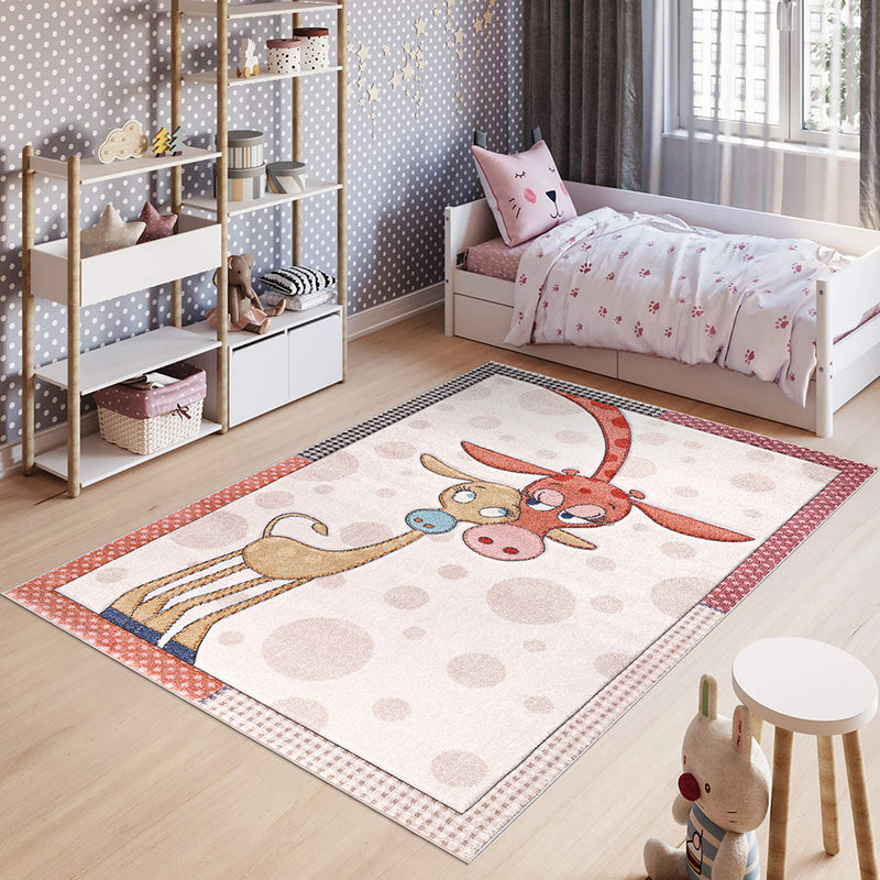Funny Collection Giraffe Family Cream Pink Area Rug 1 therugsoutlet.ca