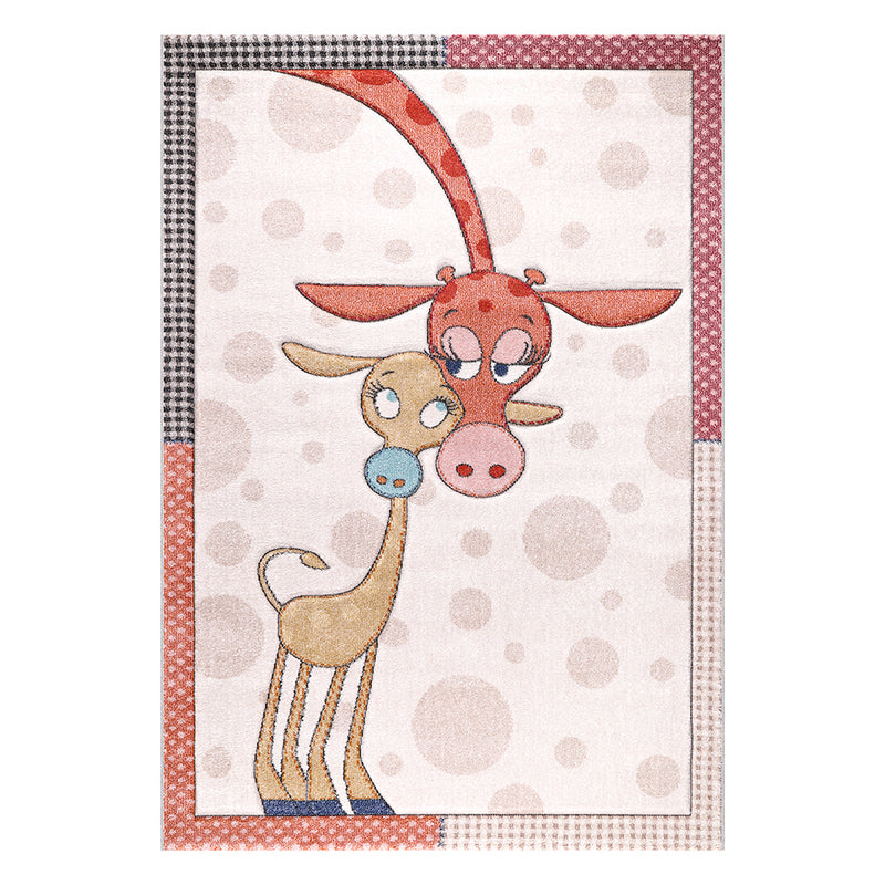 Funny Collection Giraffe Family Cream Pink Area Rug 2 therugsoutlet.ca