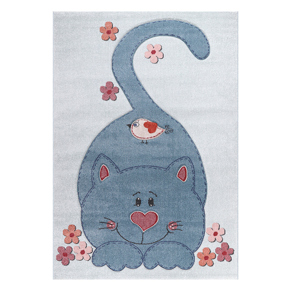 Funny Collection Loving Cat Blue Navy Area Rug 2 therugsoutlet.ca