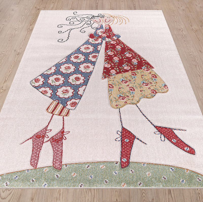 Funny Collection Hugging Women Cream Coral Area Rug 3 therugsoutlet.ca