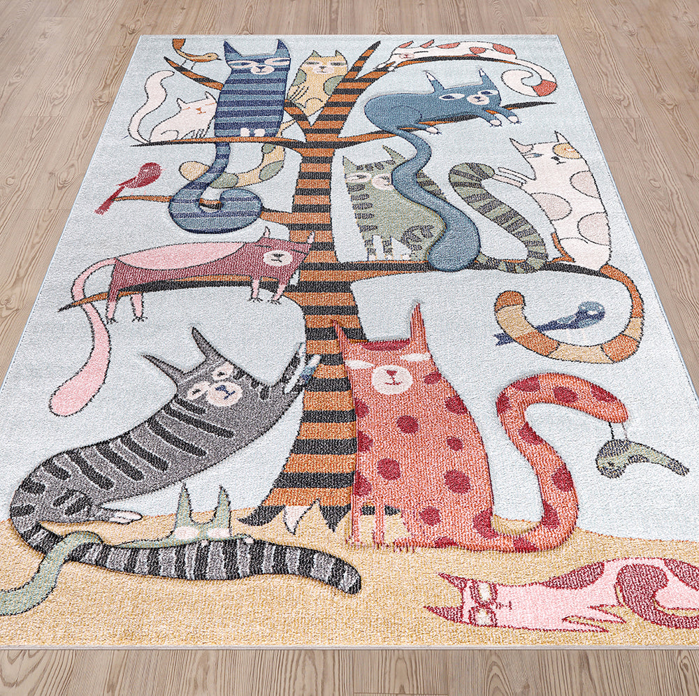 Funny Collection Cats Blue Cream Area Rug 3 therugsoutlet.ca
