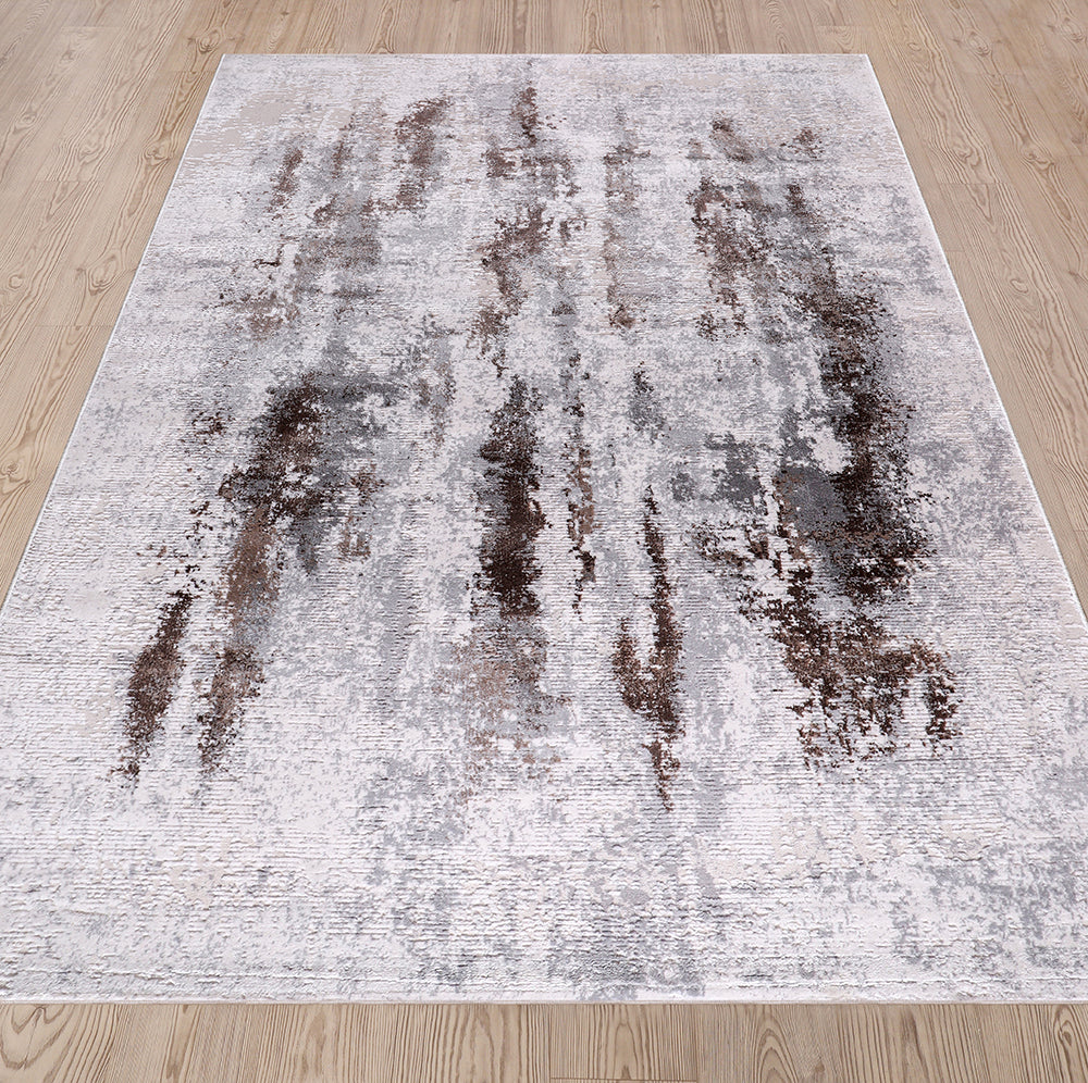 Lulu Modern Abstract Cream Brown Rug 3 The Rugs Outlet
