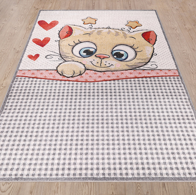 Funny Collection Sleepy Cat Sand Cream Area Rug 3 therugsoutlet.ca