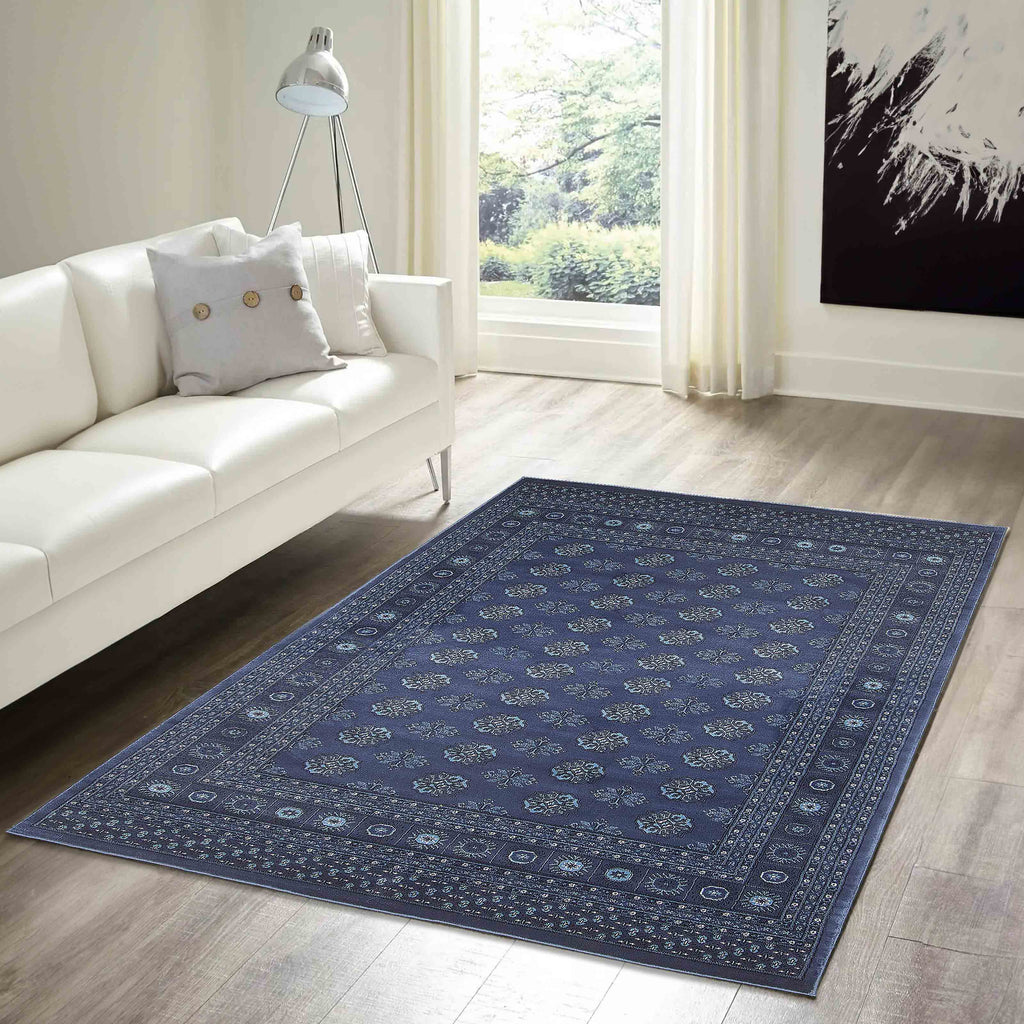 Navoi Traditional Area Rug Navy Blue Therugsoutlet.ca