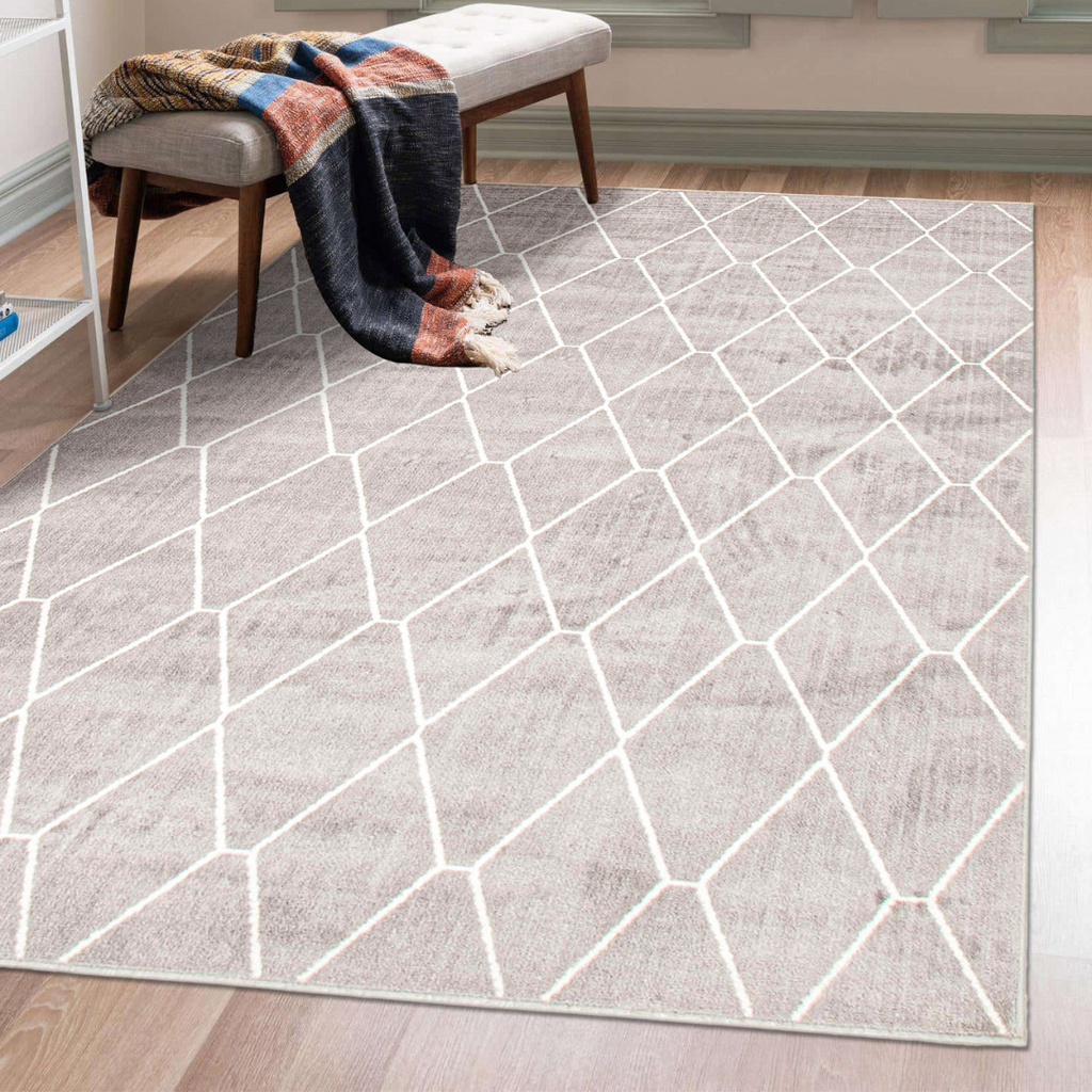 Zircon Geometric Area Rug Grey and White Therugsoutlet.ca