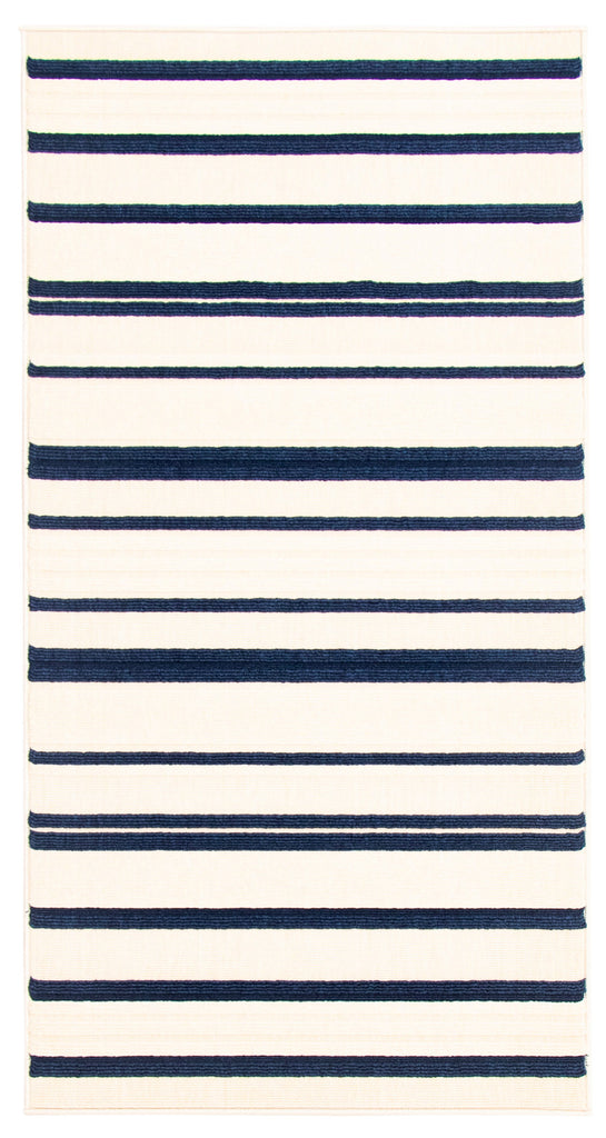 Grail Gallery Stripes Indoor / Outdoor Washable Ivory Rug