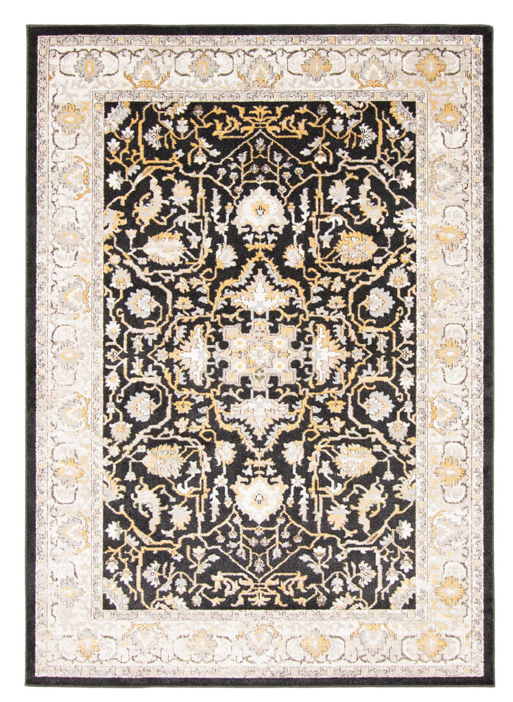 Tidal Traditional Washable Rug Black therugsoutlet.ca