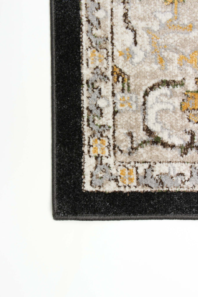 Tidal Traditional Washable Rug Black therugsoutlet.ca