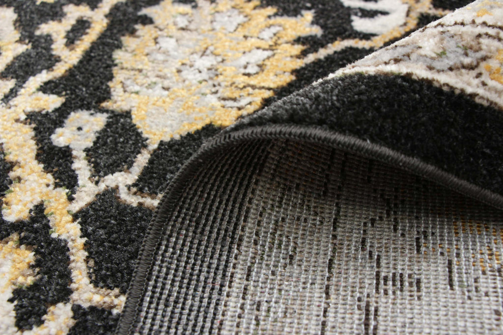 Tidal Traditional Washable Rug Black therugsoutlet.ca