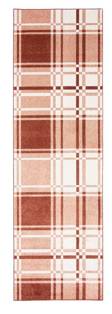 Tidal Tartan Washable Rug Red therugsoutlet.ca