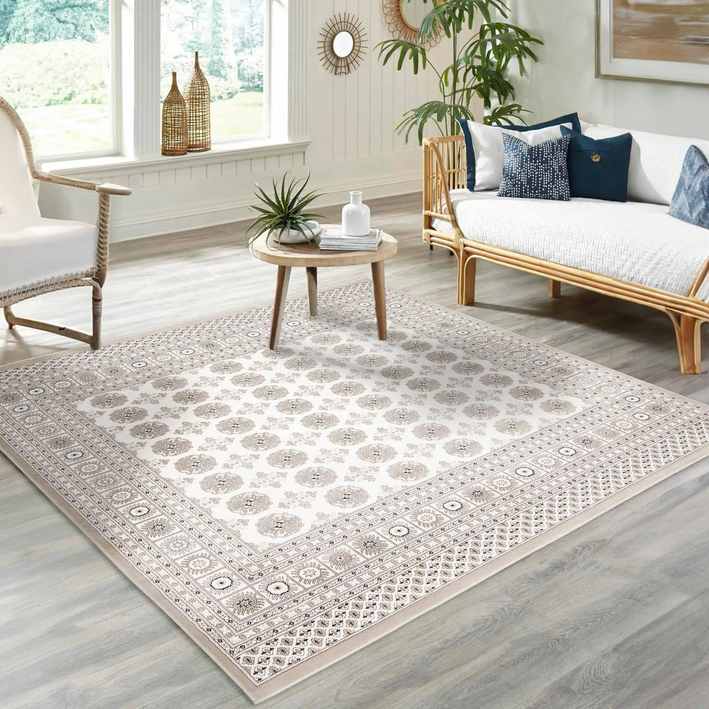 Navoi Traditional Area Rug Ivory Cream Therugsoutlet.ca