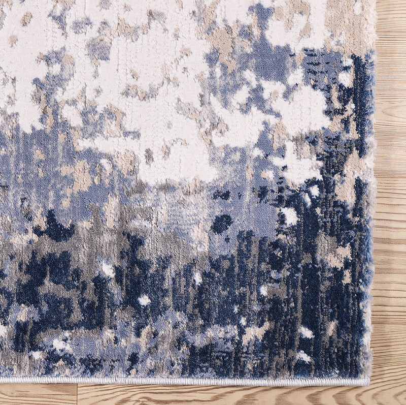 Lulu Modern Abstract Silver Blue Area Rug