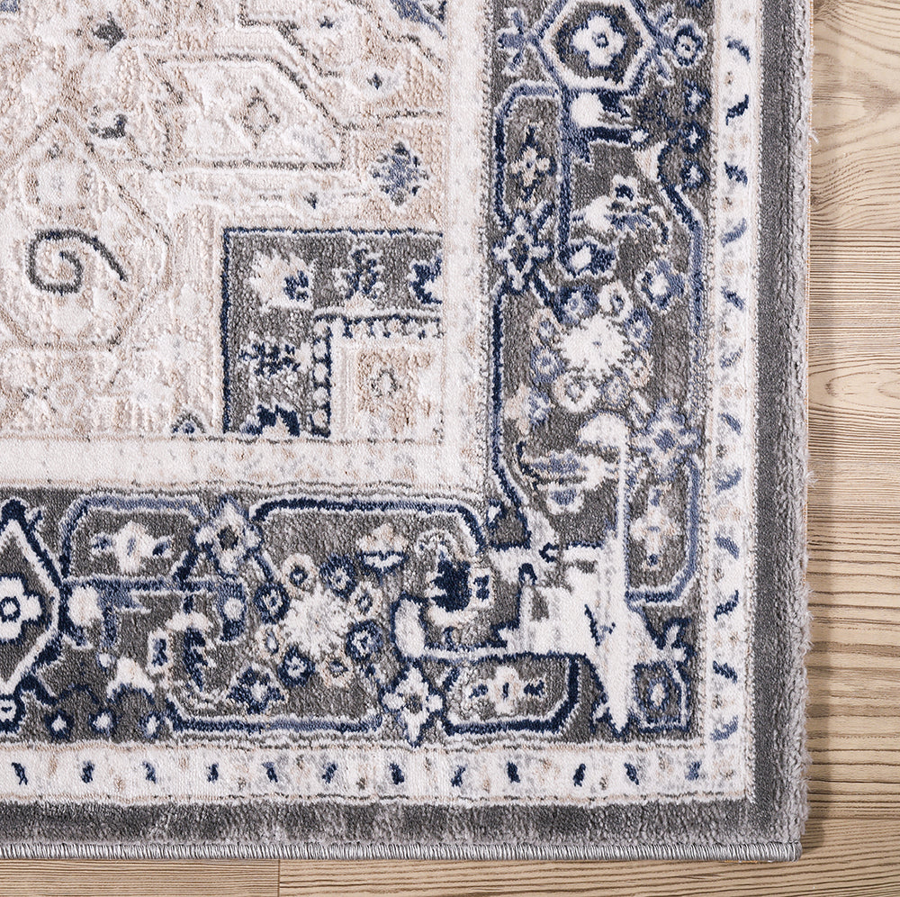 Lulu Traditional Medallion Grey Cream Rug 5 The Rugs Outlet