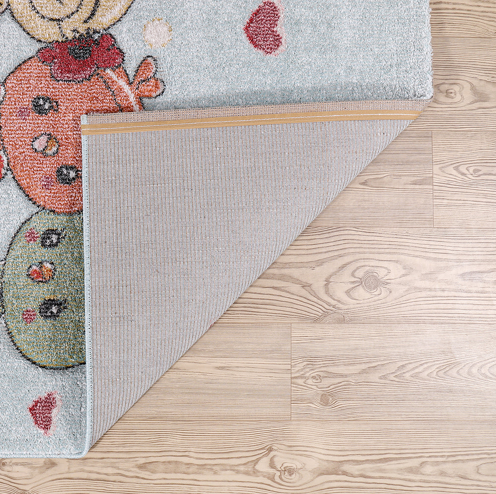 Funny Collection Swinging Hippo Blue Cream Area Rug 7 therugsoutlet.ca