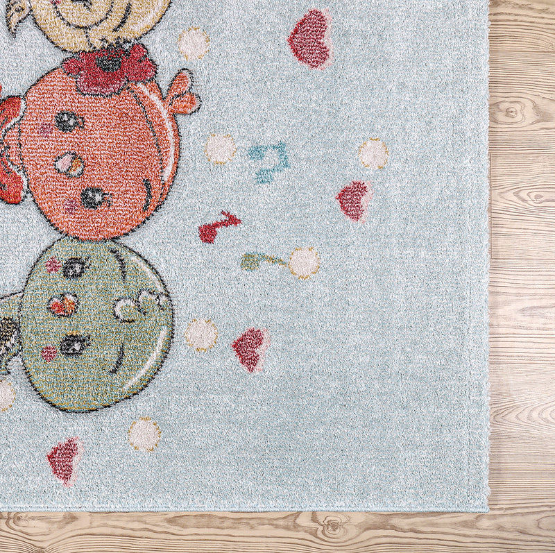 Funny Collection Swinging Hippo Blue Cream Area Rug 4 therugsoutlet.ca