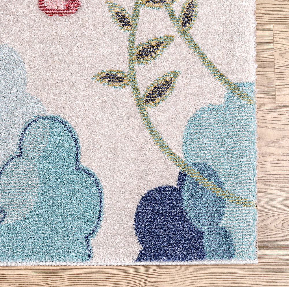 Funny Collection Swinging Monkeys Cream Blue Area Rug 4 therugsoutlet.ca
