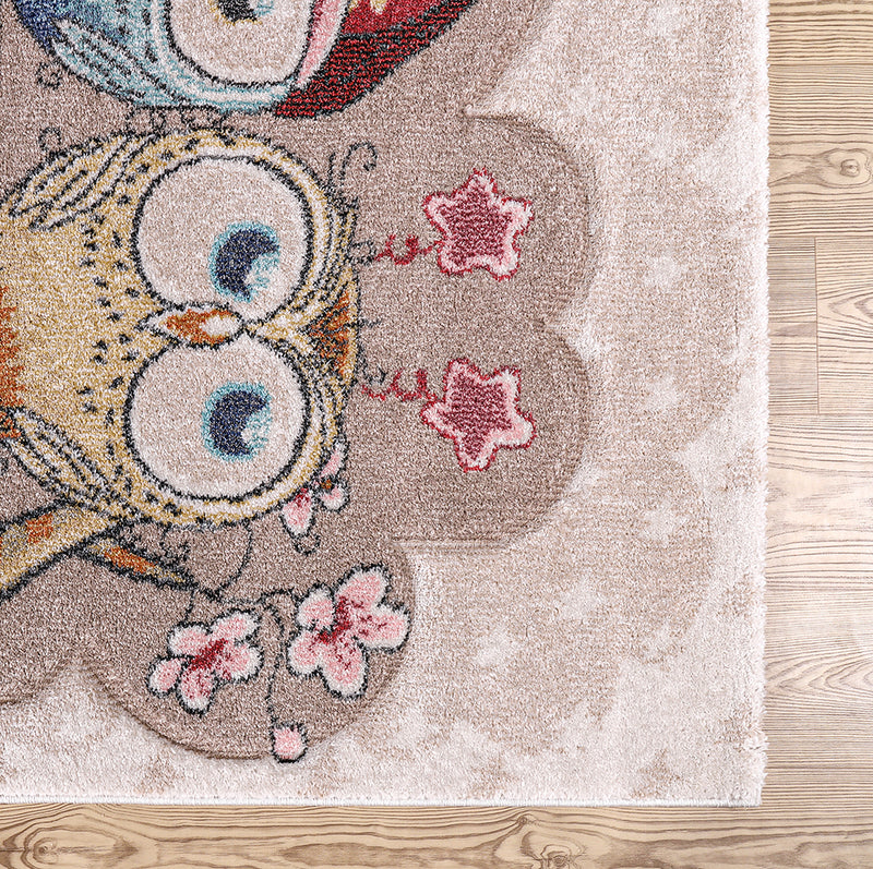 Funny Collection Owls Sand Cream Area Rug 4 therugsoutlet.ca