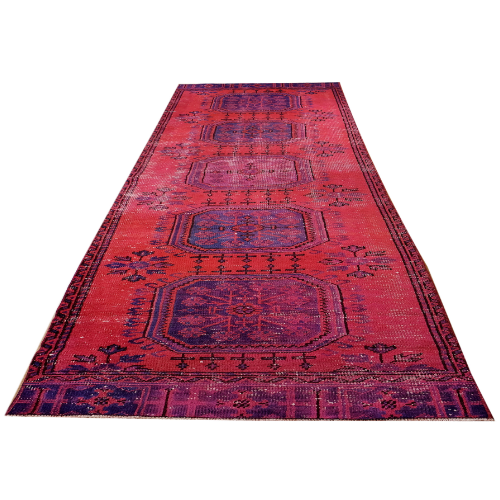 Turkish Vintage Hand-Knotted Red Wool 93 x 344 cm (3'1" x 11'3")