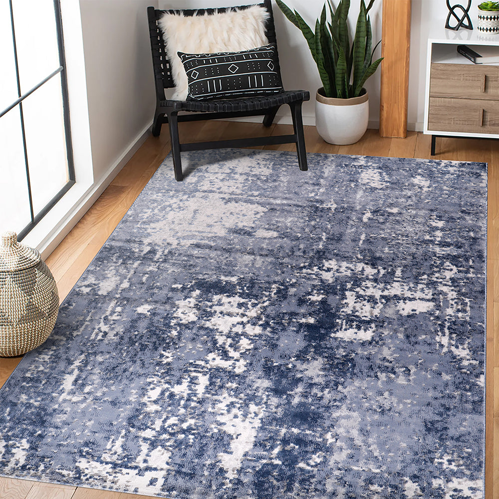 Lulu Abstract Navy Cream Area Rug therugsoutlet.ca