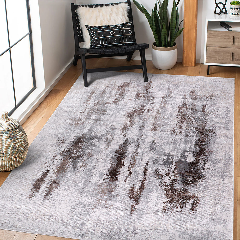 Lulu Modern Abstract Cream Brown Rug 1 The Rugs Outlet
