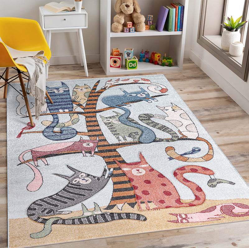 Funny Collection Cats Blue Cream Area Rug 1 therugsoutlet.ca