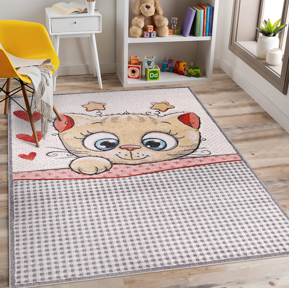 Funny Collection Sleepy Cat Sand Cream Area Rug 1 therugsoutlet.ca