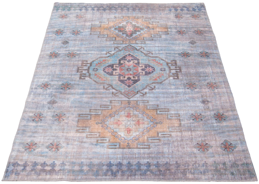 Bozorg Medallion Washable Area Rug Blue Therugsoutlet.ca