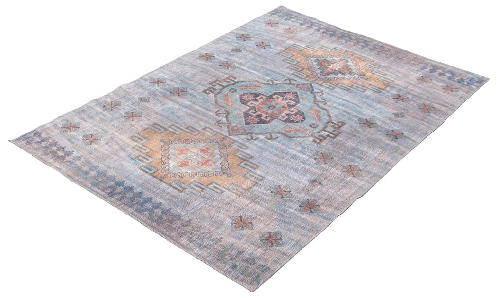 Bozorg Medallion Washable Area Rug Blue Therugsoutlet.ca