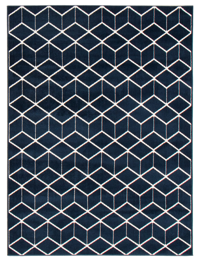 Cubist Dreams Area Rug Navy and White Therugsoutlet.ca