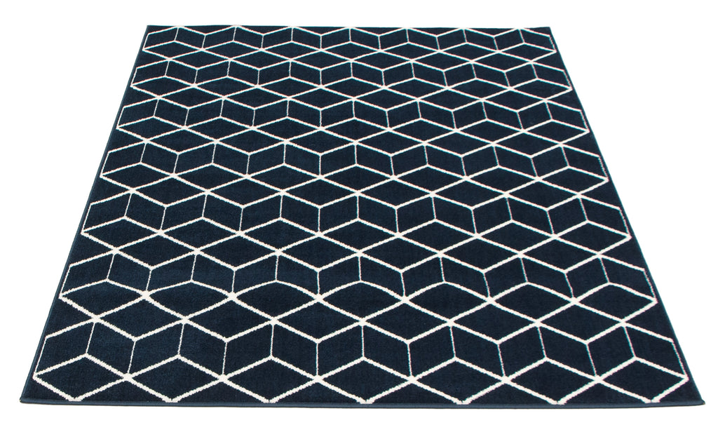 Cubist Dreams Area Rug Navy and White Therugsoutlet.ca