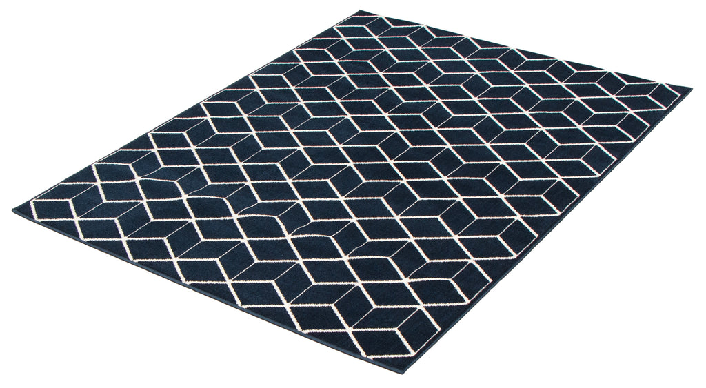 Cubist Dreams Area Rug Navy and White Therugsoutlet.ca