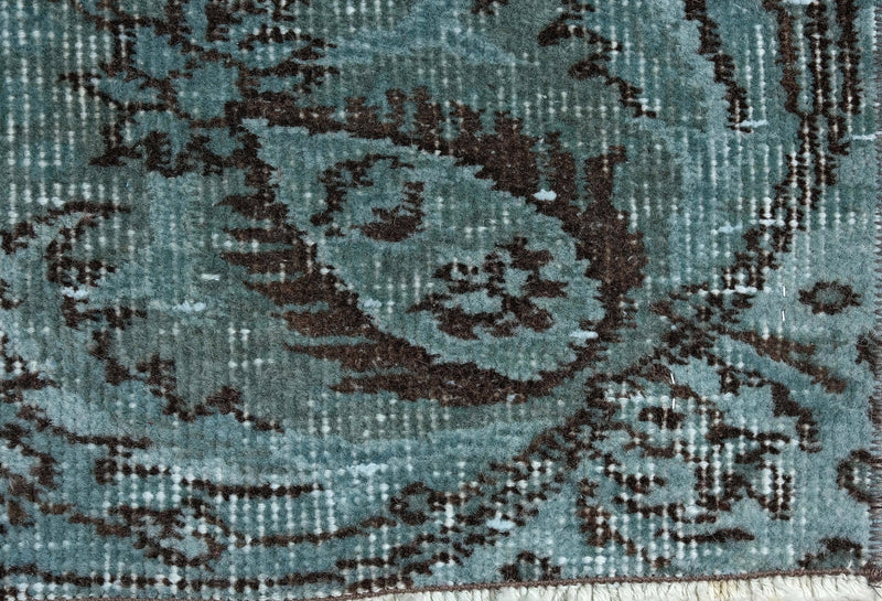 Turkish Vintage Hand-Knotted Blue Wool 162 x 269 cm (5' 4" x 8' 10")