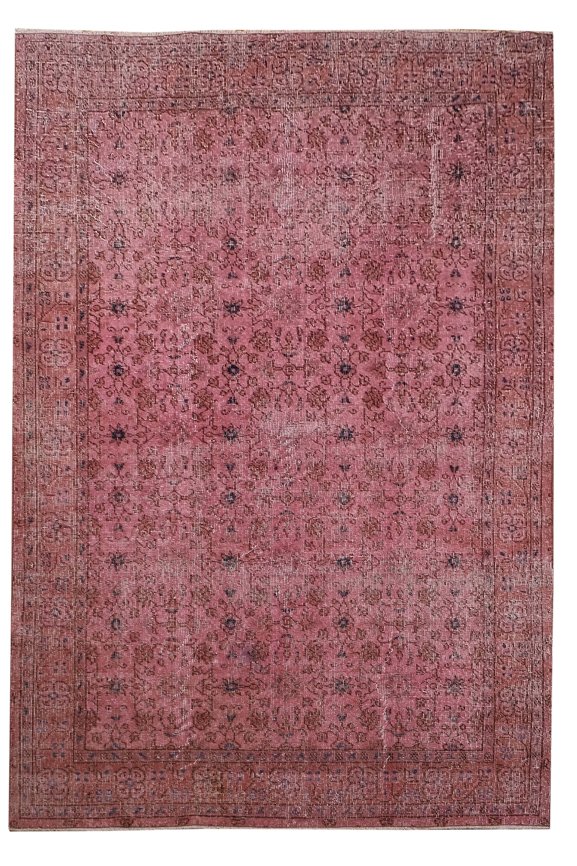 Turkish Vintage Hand-Knotted Red Wool 150 x 240 cm (4' 11" x 7' 10")