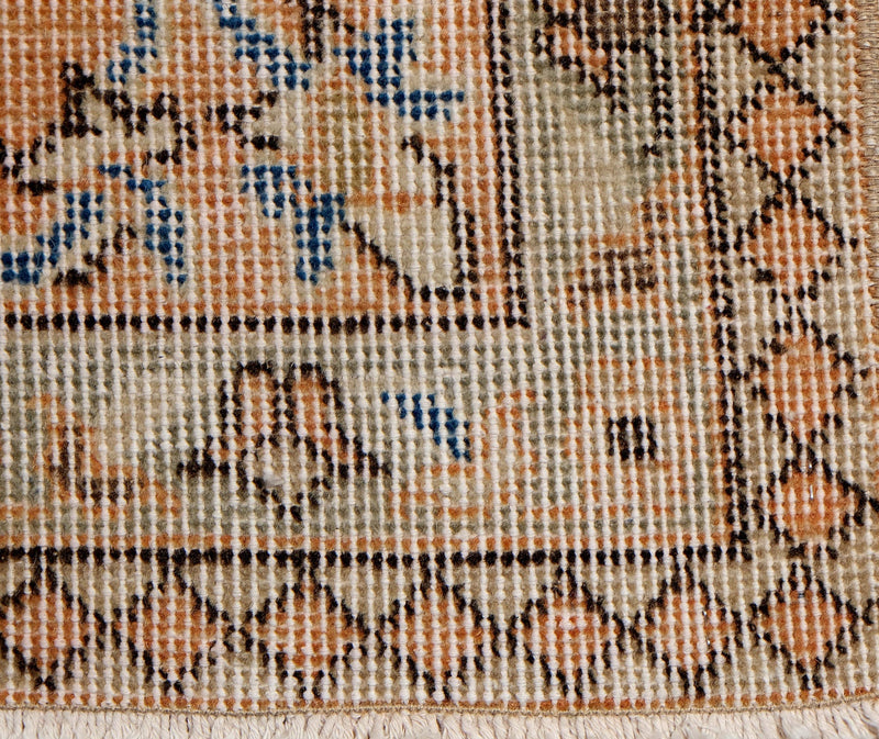 Turkish Vintage Hand-Knotted Blue Wool 210 x 329 cm (4' 11" x 7' 10")
