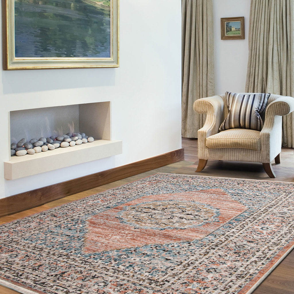 Damavand Traditional Medallion Area Rug Copper Therugsoutlet.ca