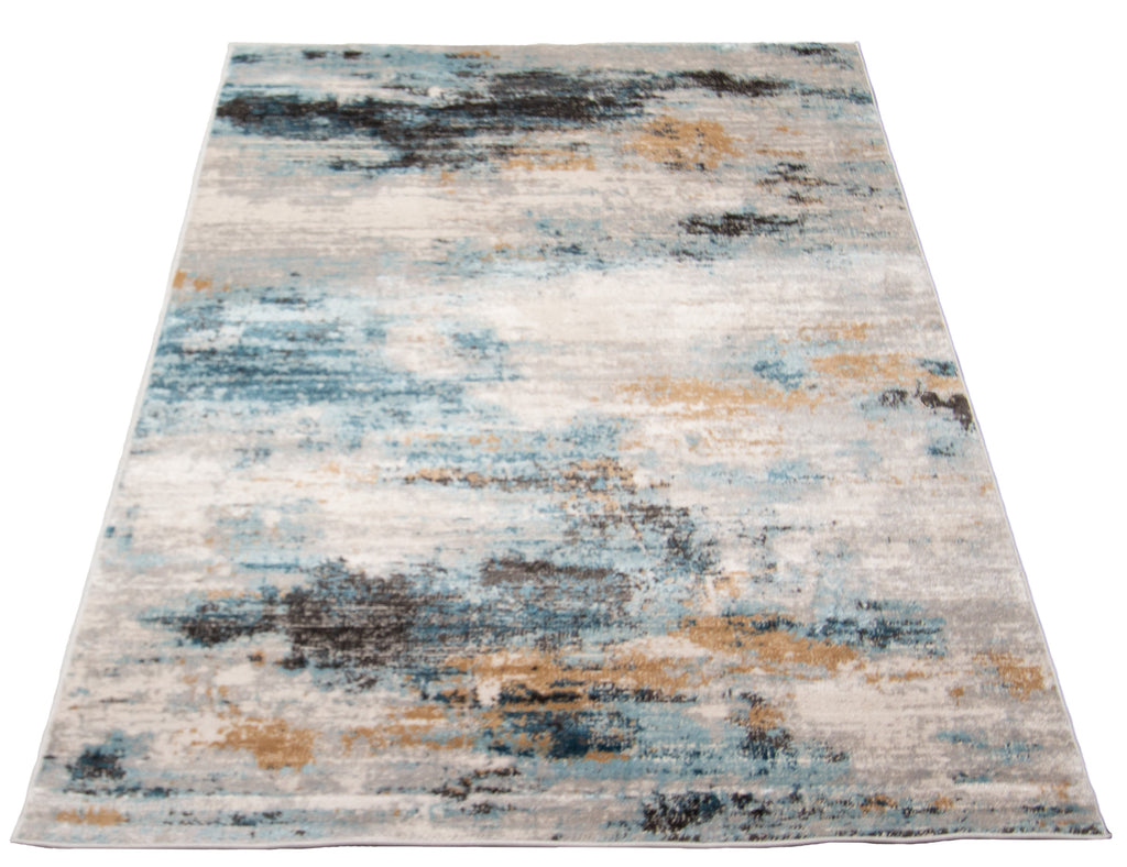 Everest Abstract Area Rug Blue and Grey Therugsoutlet.ca