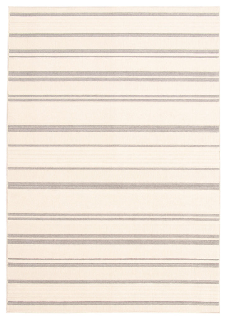 Grail Gallery Stripes Indoor / Outdoor Washable Ivory Rug
