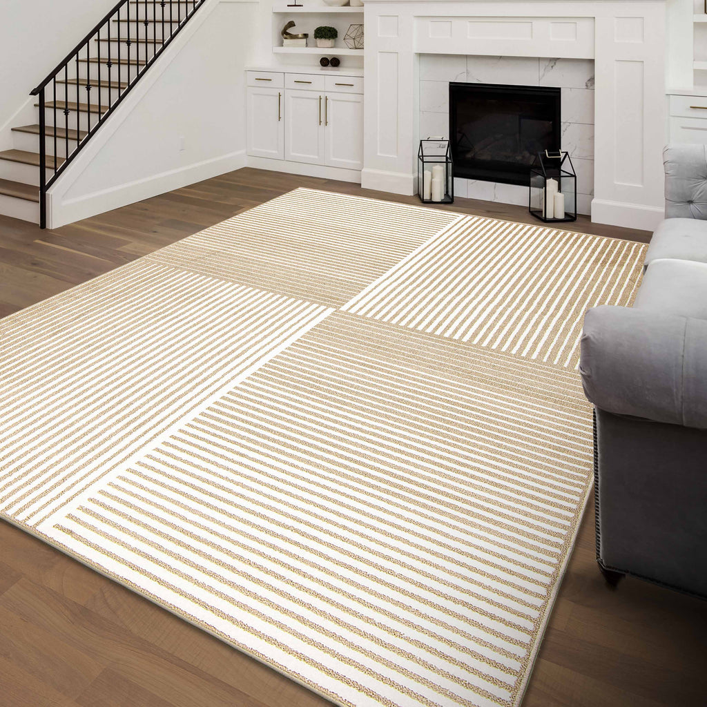 Milieu Area Rug Beige and White Therugsoutlet.ca