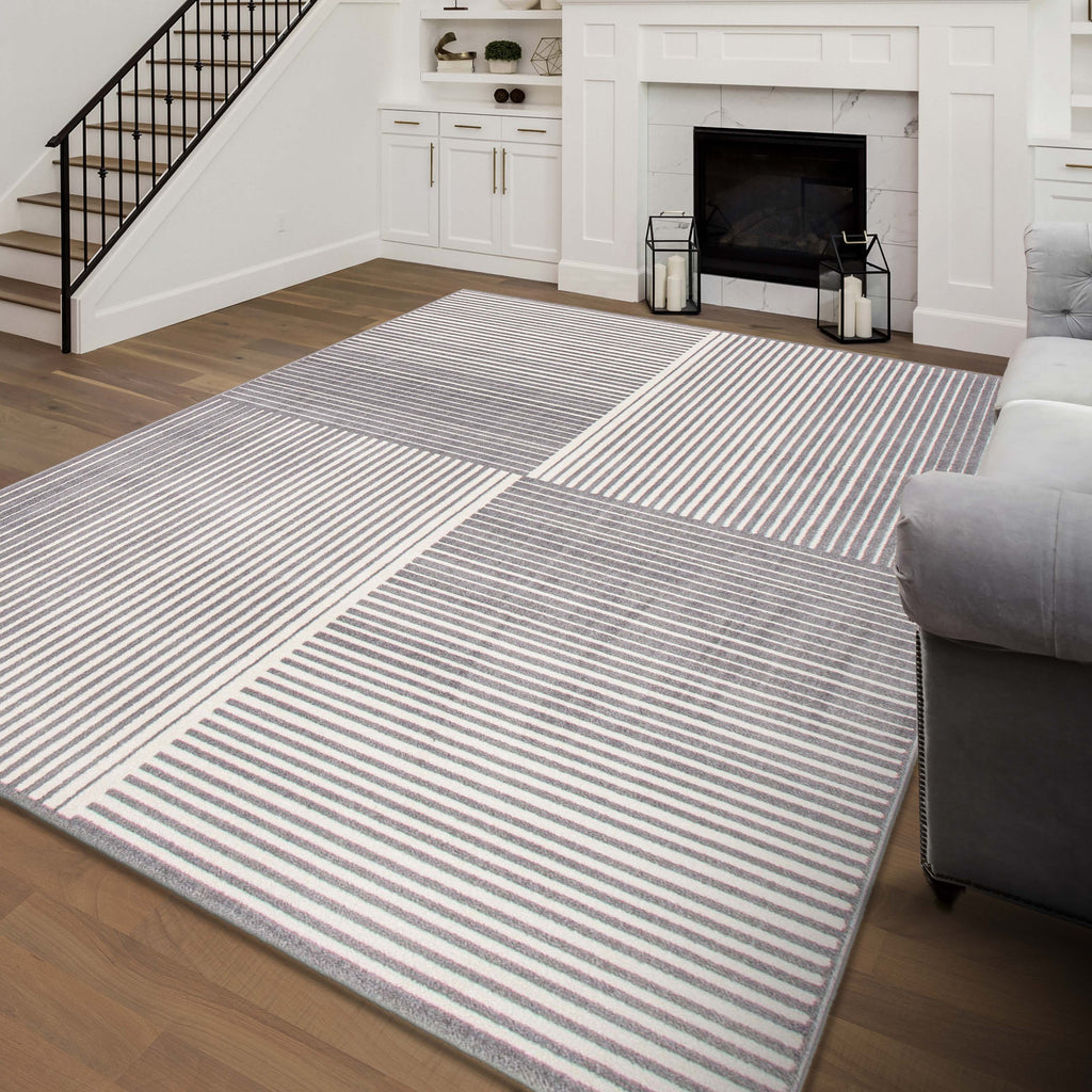 Milieu Area Rug White and Grey Therugsoutlet.ca