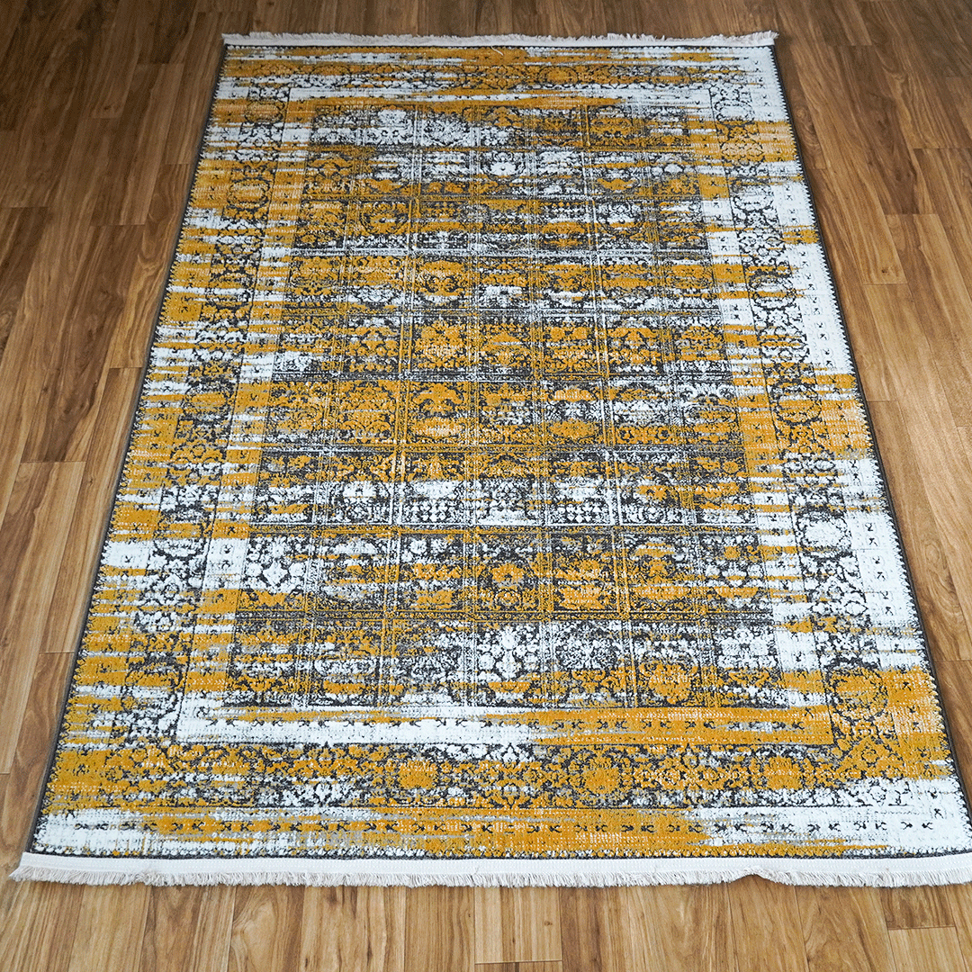 Ris Modern Oriental Abstract Gold Rug 4'11"X7'5" FT